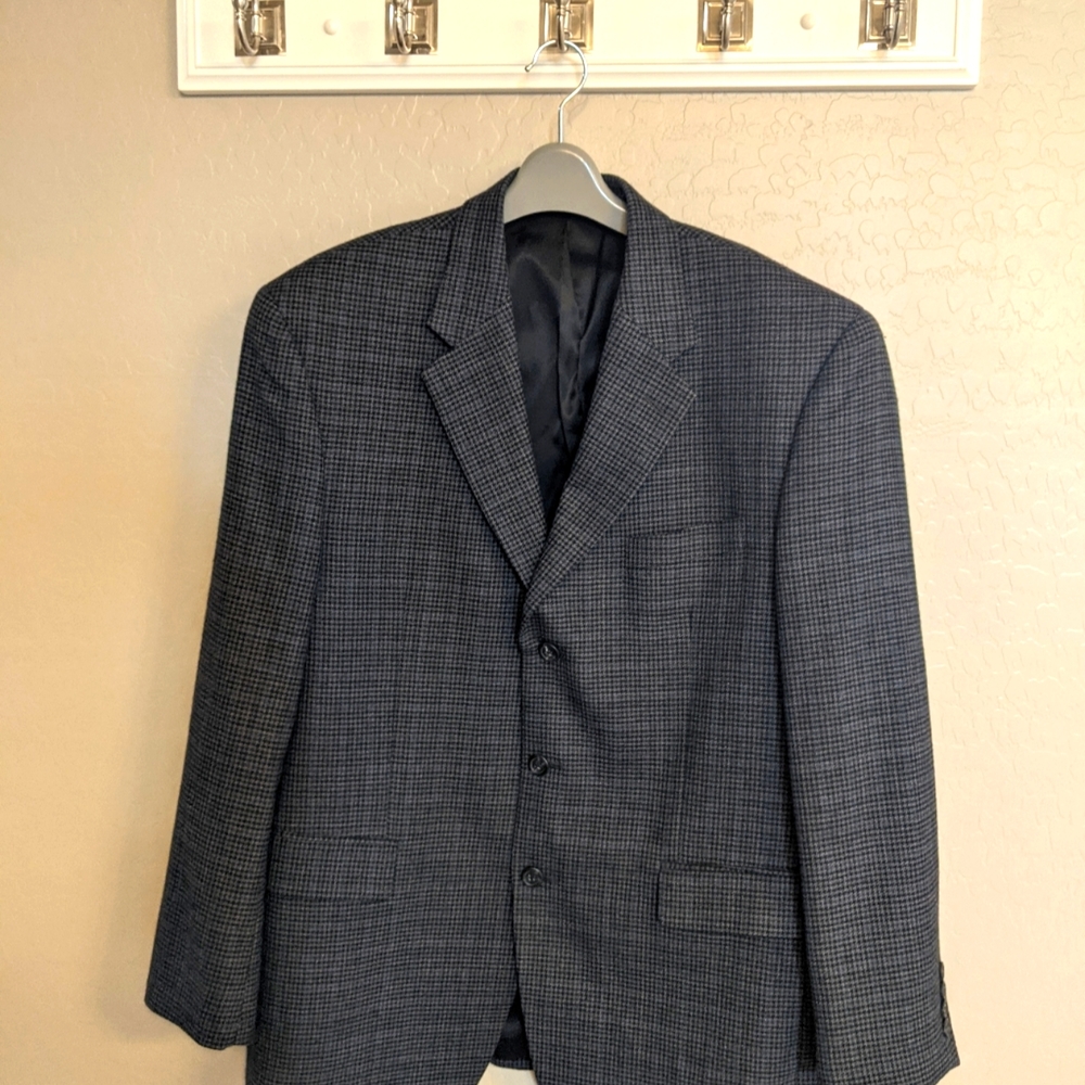 Chaps Wool Sport Coat Blue and Black 44R